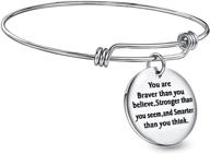 💪 uker inspirational charm bracelet: engraved stainless steel motivational bangle for empowered style logo