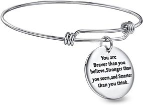 img 4 attached to 💪 UKER Inspirational Charm Bracelet: Engraved Stainless Steel Motivational Bangle for Empowered Style