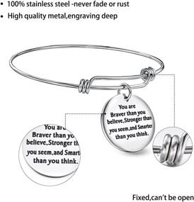 img 2 attached to 💪 UKER Inspirational Charm Bracelet: Engraved Stainless Steel Motivational Bangle for Empowered Style