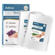 👣 bellibela foot peel mask- 2 pack- exfoliating & moisturizing foot masks for smooth, callus-free feet: repairs dead skin, dry heels & roughness - ideal foot care treatment for men & women logo