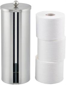 img 1 attached to 🚽 Modern Bathroom Storage Set with Toilet Brush - Includes Bowl Brush and 3 Roll Toilet Paper Canister with Lid - 2 Pieces - Brushed Stainless Steel by mDesign