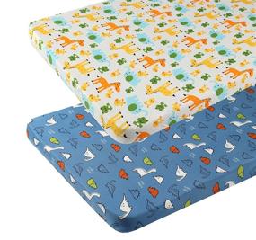 img 4 attached to 🦕 Dinosaur Pack n Play Stretchy Fitted Playard Sheet Set - 2 Pack, Ultra Soft Portable Mini Crib Sheets for Baby Boy Girl, Elephant Giraffe Frogs Design - by Knlpruhk