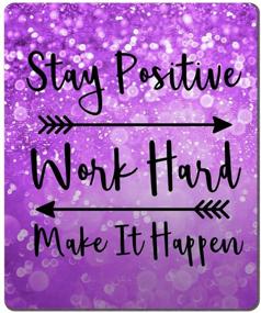 img 4 attached to Amcove Custom Gaming Mouse Pad - Stay Positive, Work Hard, Make It Happen Inspirational Quotes - Purple Glitter & Black Quote Art