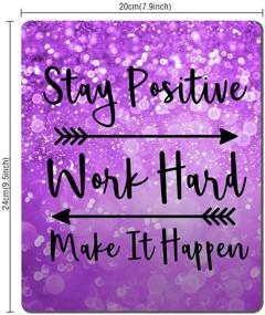 img 3 attached to Amcove Custom Gaming Mouse Pad - Stay Positive, Work Hard, Make It Happen Inspirational Quotes - Purple Glitter & Black Quote Art