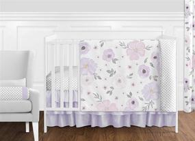 img 4 attached to Lavender Purple, Pink, Grey and White Watercolor Floral Baby Girl Nursery Crib Bedding Set - 11 pieces - Sweet Jojo Designs Rose Flower Polka Dot