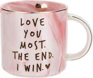 💖 love you most the end i win - cute pink marble mug for girlfriend's anniversary, birthday, and romantic occasions logo