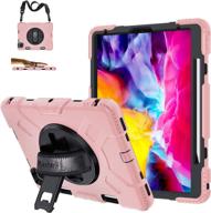 📱 ipad pro 11 case 202 & 2018 with pencil holder: military grade protection for 2nd/1st gen, stand, handle & shoulder strap - pink логотип