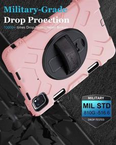 img 3 attached to 📱 iPad Pro 11 Case 202 & 2018 with Pencil Holder: Military Grade Protection for 2nd/1st Gen, Stand, Handle & Shoulder Strap - Pink