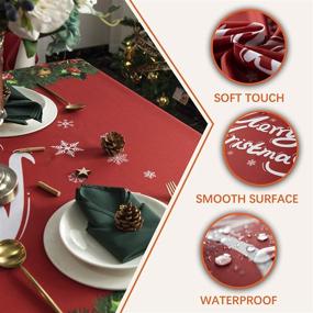 img 2 attached to 🎉 Hosonson Waterproof Holiday Tablecloth - 60X84 Inch Reusable Wipable Fabric Table Linen Cover: Ideal for Festive Decorations