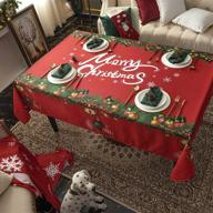 🎉 hosonson waterproof holiday tablecloth - 60x84 inch reusable wipable fabric table linen cover: ideal for festive decorations logo