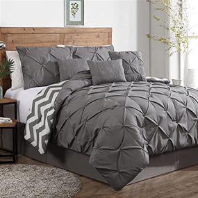 img 4 attached to Feeling Royal: Avondale Manor Ella Pinch Pleat Bedding Set in Queen Size, Elegant Grey