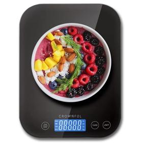 img 4 attached to Digital Kitchen Scale, CROWNFUL 22lb/11kg Food Weight Grams and oz with Waterproof Glass Surface, LCD Display, for Cooking, Baking, Electronic Scale, Battery Included (Black)