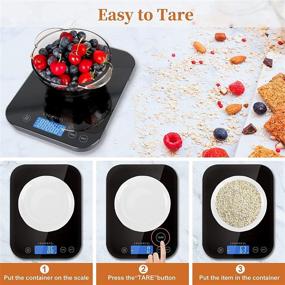 img 1 attached to Digital Kitchen Scale, CROWNFUL 22lb/11kg Food Weight Grams and oz with Waterproof Glass Surface, LCD Display, for Cooking, Baking, Electronic Scale, Battery Included (Black)