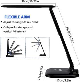 img 3 attached to 🌞 LEDGLE LED Desk Lamp with USB Charging Port and Clock, Alarm, Date, and Temperature Display - Adjustable, 8W Foldable Office Lamp with 5 Dimmable Brightness Levels &amp; 3 Lighting Modes, Eye-Caring Touch Table Lamp, Black