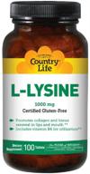 country life l-lysine 1000 мг с витамином b6: стимулирует коллаген, обновление тканей и усваиваемость (100 таблеток) - без глютена логотип