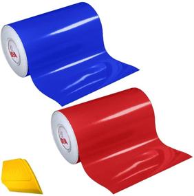 img 1 attached to ORACAL 651 2 Color Combo Pack Adhesive Craft Vinyl 12 Inches X 3 Feet Roll Bundle Including Hard Yellow Detailer Squeegee (Red/Brilliant Blue)