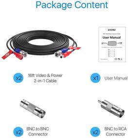 img 3 attached to 🔌 ZOSI 2-Pack 16ft 2-в-1 Видео-питание БНЦ-кабели, 5М БНЦ-удлинительный кабель для видеонаблюдения DVR Системы наблюдения соединителем БНЦ RCA - Черный.