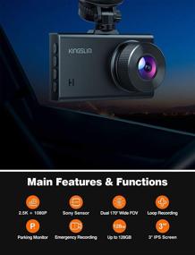 img 3 attached to Kingslim D2 2.5K Dual Dash Cam, 1440P & 1080P Front and Rear Camera for Cars - 170 📸 Degree Driving Recorder with Sony Starvis Sensor, Night Vision, G-Sensor, Parking Mode - Supports up to 128GB Max Storage