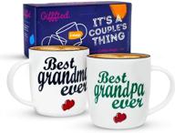 👴 grandparents triple gifffted mugs - best ever grandma and grandpa coffee cups | gifts from grandson, granddaughter, grandkids, grandchildren | perfect for father's day, grandad, christmas | v1 logo