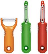 🔪 the 10-inch oxo good grips 3-piece peeler set in green, orange, and red logo