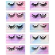 💃 10 pairs of ruishow wispy natural 3d faux mink false eyelashes pack - variety pack of 10 styles, reusable and soft bulk fake eyelashes with portable colorful boxes logo