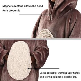 img 2 attached to 🔥 Cozy Oversized Blanket Sweatshirt: Super Soft Sherpa Hoodie for Adults & Teens, Reversible, with Hood & Large Pocket - One Size