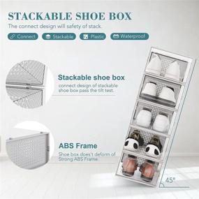 img 2 attached to WAYTRIM 12 Pack Stackable Shoe Storage Box - Clear Plastic Foldable Shoe Box with Lids - Sneaker Drop Front Shoe Organizer & Storage Bins for Women Size 11 - White