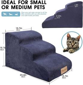 img 3 attached to 🐶 Topmart 3 Tiers Foam Dog Ramps/Steps for Older Dogs, Cats, and Small Pets - Non-Slip, Extra Wide, Deep Stairs with High Density Foam and Dog Rope Toy in Blue