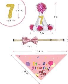 img 2 attached to BANMODER Dog Birthday Bandana and Hat Set: Celebrate Your Pet's Special Day with Cake Pattern, Numbered Hats, Bow Ties, and Decorations (Pink)