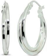 💍 lovve sterling silver polished double hoop earrings with click-top closure for women and girls logo