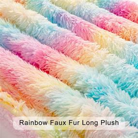 img 1 attached to 🌈 Rainbow Tie Dye Faux Fur Throw Blanket for Sofa Bed Couch - STFLY Decorative Luxury, Warm & Cozy Queen Size Plush Throw for Autumn＆Winter, Girls