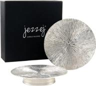 enhance your home decor with jezzej silver candle holder set of 2 - handmade in india - perfect for table centerpieces and pillar candles logo