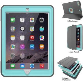 img 1 attached to 📱 DUNNO iPad 9.7 Inch Case 2017/2018 - Full Protection Smart Case with Detachable Screen Cover/Stand - Grey/Light Blue - Buy Now!