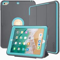 📱 dunno ipad 9.7 inch case 2017/2018 - full protection smart case with detachable screen cover/stand - grey/light blue - buy now! logo