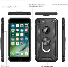 img 2 attached to 📱 LeYi Compatible iPhone 8/7/6s/6 Case with Tempered Glass Screen Protector [2 Pack] - Military-Grade Protective Phone Case with Kickstand Ring - Black