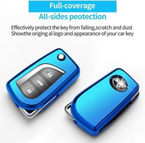 img 2 attached to 🔑 Autophone Blue Soft TPU Toyota Key Fob Cover: 360° Protection Key Case with Keychain for Fortuner, tundra, Camry, RAV4, Highlander, Corolla Smart Key