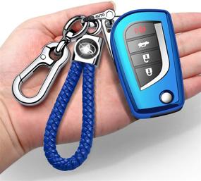 img 4 attached to 🔑 Autophone Blue Soft TPU Toyota Key Fob Cover: 360° Protection Key Case with Keychain for Fortuner, tundra, Camry, RAV4, Highlander, Corolla Smart Key