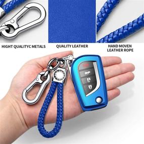img 1 attached to 🔑 Autophone Blue Soft TPU Toyota Key Fob Cover: 360° Protection Key Case with Keychain for Fortuner, tundra, Camry, RAV4, Highlander, Corolla Smart Key