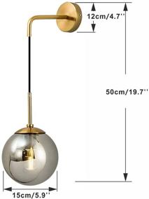 img 3 attached to KCO Mid Century Modern Wall Light Minimalist Adjustable Raw Brass Round Glass Fixture Reading Lamp (Smoke Gray-2 Pack)