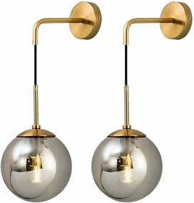 img 4 attached to KCO Mid Century Modern Wall Light Minimalist Adjustable Raw Brass Round Glass Fixture Reading Lamp (Smoke Gray-2 Pack)