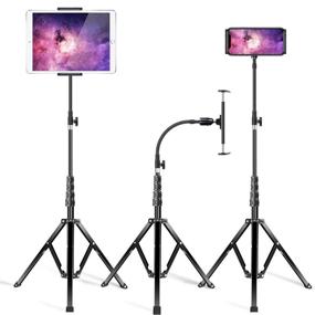 img 4 attached to 📱 elitehood Metal iPad Tripod Stand & Adjustable 72'' Gooseneck Tablet Floor Stand Holder - Heavy Duty Aluminum Floor Stand for iPad Pro, Mini, Air, iPhone and More