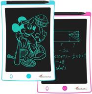 📝 kuratu lcd writing tablet 2-pack 8.5 inch, electronic drawing pads for school, office, or fridge, portable reusable erasable ewriter, digital handwriting pad doodle board - blue/pink logo