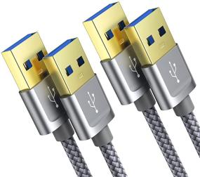 img 4 attached to 🔌 Premium USB 3.0 A to A Male Cable - JSAUX 2 Pack (3.3ft+6.6ft) - Gold-Plated Connector - For Hard Drive Enclosures, DVD Player, Laptop Cooler - Grey