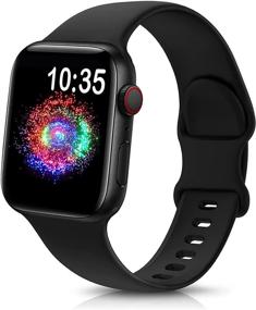 img 4 attached to Спортивный ремешок TreasureMax - ремешки для Apple Watch 38 мм 40 мм 42 мм 44 мм, мягкая силиконовая замена - Apple Watch Series 6 5 4 3 2 1 SE для мужчин и женщин - черный 38MM/40MM.