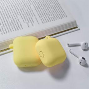 img 1 attached to Чехол для AirPods Ownest из мягкого силикона с милым брелоком - защитный чехол для девочек и женщин - Желтый, совместимый с AirPods 2 и 1