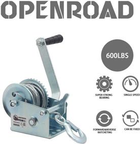 img 3 attached to 🚢 OPENROAD 600lbs Hand Winch - Manual Two-Way Ratchet Boat Trailer Marine Winch Hand Crank Winch – 8m (26ft) Towing Winch (600lbs)