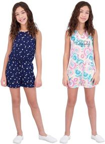 img 3 attached to 🦋 Grey and White Butterfly Sleeveless Girls' Jumpsuits & Rompers (Multipack)
