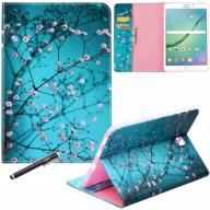 newshine almond flowers pu leather case for samsung galaxy tab s2 8.0 2015 - 📱 stand folio cover with card slots & note holder - 8.0 inch sm-t710 t715 tablet release logo