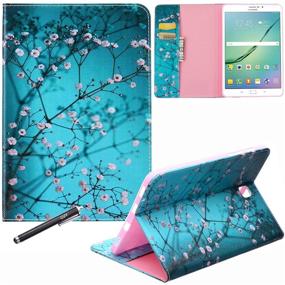 img 4 attached to Newshine Almond Flowers PU Leather Case for Samsung Galaxy Tab S2 8.0 2015 - 📱 Stand Folio Cover with Card Slots & Note Holder - 8.0 Inch SM-T710 T715 Tablet Release