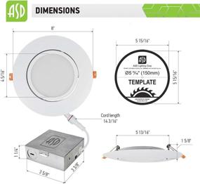 img 2 attached to 💡 ASD 6 Inch Gimbal LED Recessed Lighting: Dimmable Directional Ceiling Light with Junction Box, IC Rated, 3 CCT Selectable and Energy Star Efficiency